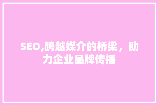SEO,跨越媒介的桥梁，助力企业品牌传播