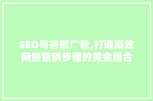 SEO与谷歌广告,打造高效网络营销步骤的黄金组合