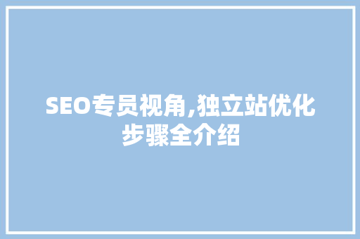 SEO专员视角,独立站优化步骤全介绍