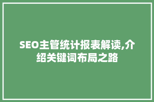 SEO主管统计报表解读,介绍关键词布局之路