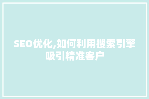 SEO优化,如何利用搜索引擎吸引精准客户