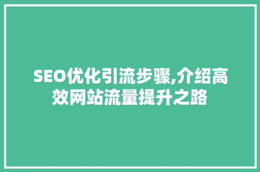 SEO优化引流步骤,介绍高效网站流量提升之路  第1张