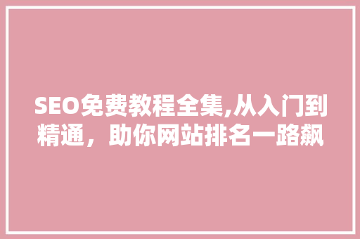 SEO免费教程全集,从入门到精通，助你网站排名一路飙升