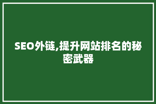 SEO外链,提升网站排名的秘密武器