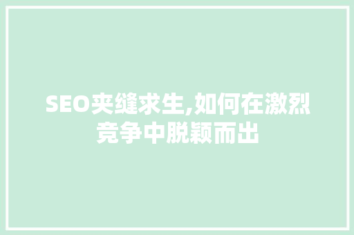 SEO夹缝求生,如何在激烈竞争中脱颖而出