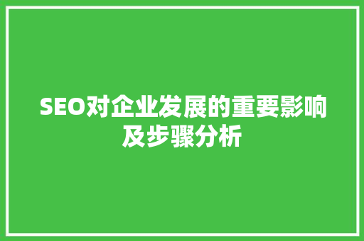 SEO对企业发展的重要影响及步骤分析