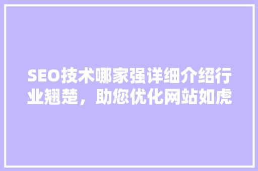 SEO技术哪家强详细介绍行业翘楚，助您优化网站如虎添翼