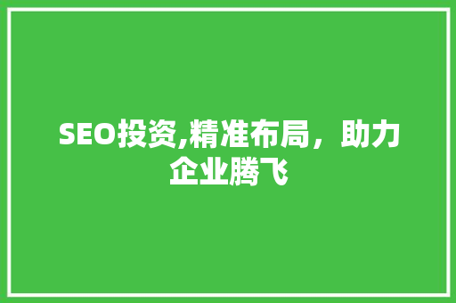 SEO投资,精准布局，助力企业腾飞