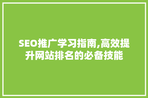 SEO推广学习指南,高效提升网站排名的必备技能  第1张