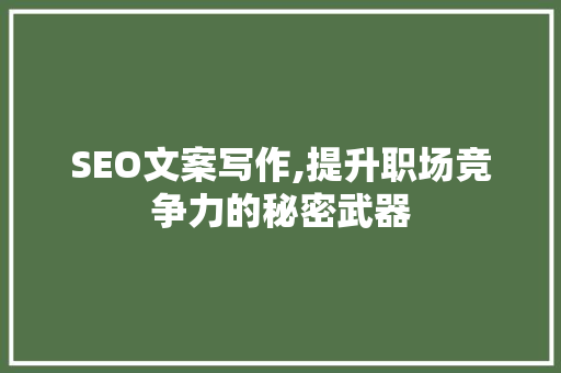 SEO文案写作,提升职场竞争力的秘密武器