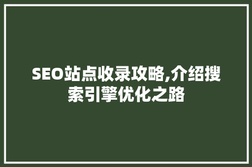 SEO站点收录攻略,介绍搜索引擎优化之路