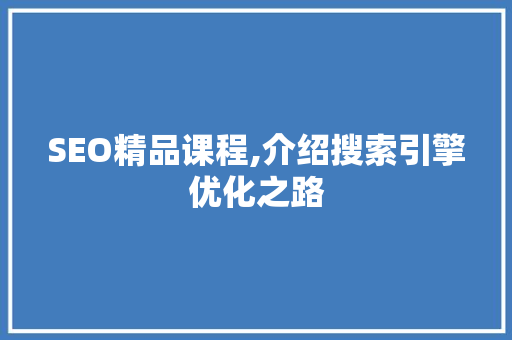 SEO精品课程,介绍搜索引擎优化之路