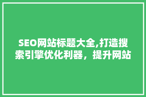SEO网站标题大全,打造搜索引擎优化利器，提升网站排名与流量