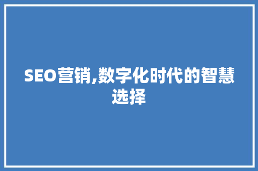 SEO营销,数字化时代的智慧选择