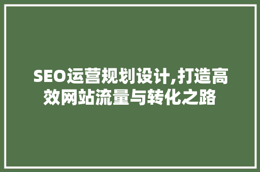 SEO运营规划设计,打造高效网站流量与转化之路