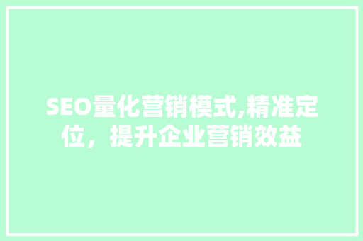 SEO量化营销模式,精准定位，提升企业营销效益