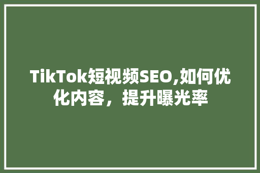 TikTok短视频SEO,如何优化内容，提升曝光率