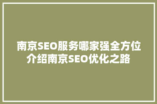 南京SEO服务哪家强全方位介绍南京SEO优化之路  第1张