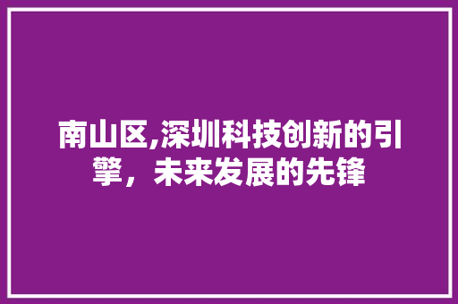 南山区,深圳科技创新的引擎，未来发展的先锋