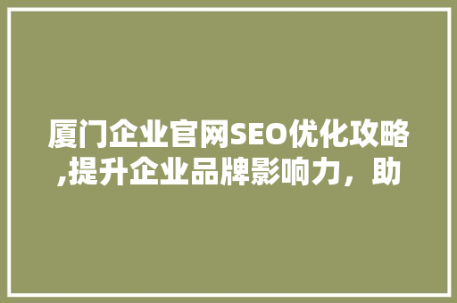 厦门企业官网SEO优化攻略,提升企业品牌影响力，助力企业腾飞
