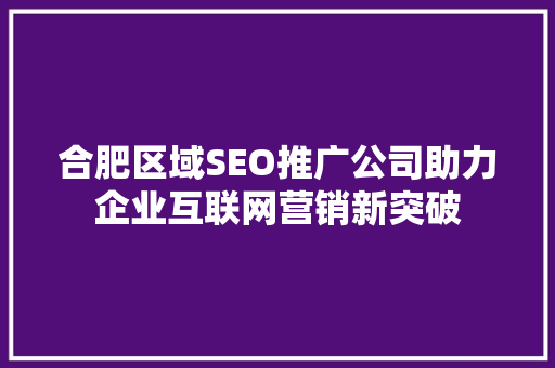 合肥区域SEO推广公司助力企业互联网营销新突破