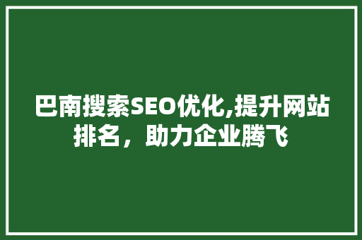 巴南搜索SEO优化,提升网站排名，助力企业腾飞