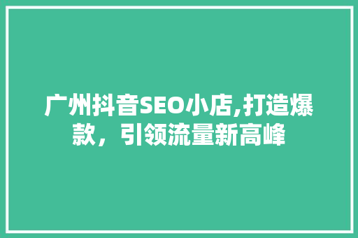 广州抖音SEO小店,打造爆款，引领流量新高峰  第1张