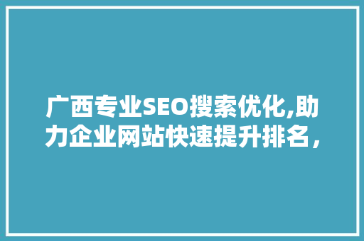 广西专业SEO搜索优化,助力企业网站快速提升排名，抢占市场先机
