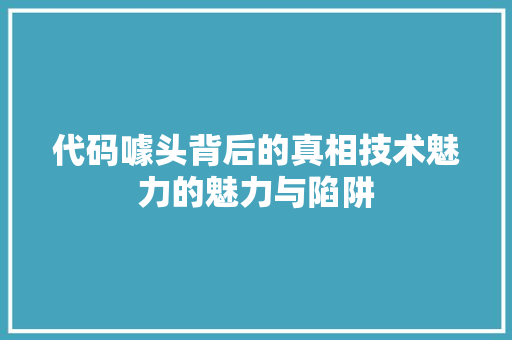 代码噱头背后的真相技术魅力的魅力与陷阱