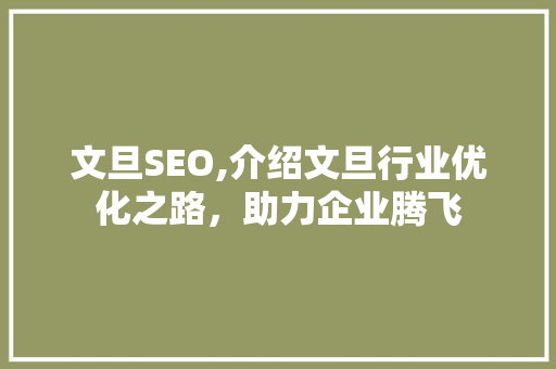 文旦SEO,介绍文旦行业优化之路，助力企业腾飞