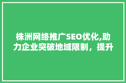 株洲网络推广SEO优化,助力企业突破地域限制，提升品牌影响力
