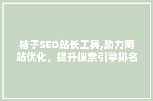 桔子SEO站长工具,助力网站优化，提升搜索引擎排名
