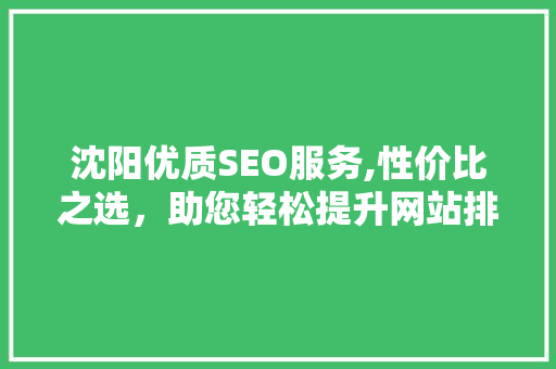 沈阳优质SEO服务,性价比之选，助您轻松提升网站排名