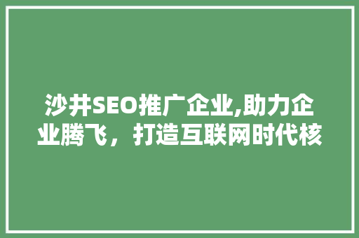 沙井SEO推广企业,助力企业腾飞，打造互联网时代核心竞争力