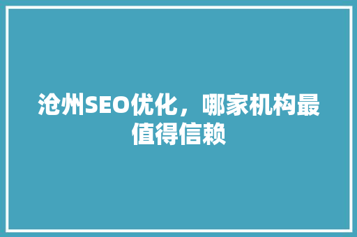 沧州SEO优化，哪家机构最值得信赖