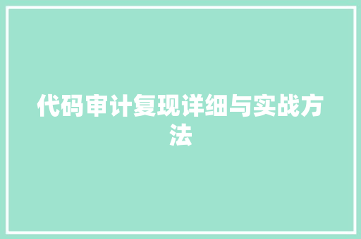 代码审计复现详细与实战方法