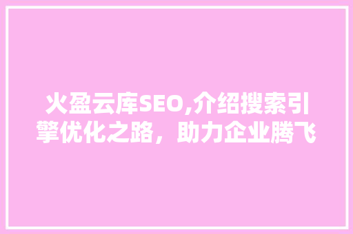 火盈云库SEO,介绍搜索引擎优化之路，助力企业腾飞
