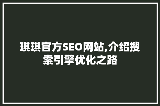 琪琪官方SEO网站,介绍搜索引擎优化之路