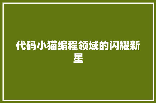 代码小猫编程领域的闪耀新星