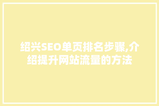 绍兴SEO单页排名步骤,介绍提升网站流量的方法