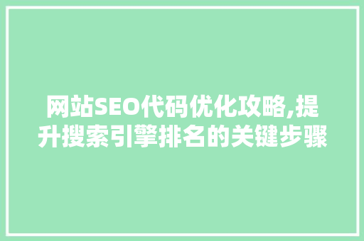 网站SEO代码优化攻略,提升搜索引擎排名的关键步骤