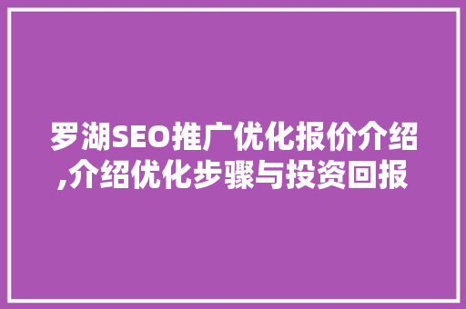 罗湖SEO推广优化报价介绍,介绍优化步骤与投资回报