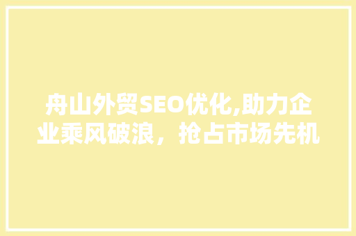 舟山外贸SEO优化,助力企业乘风破浪，抢占市场先机