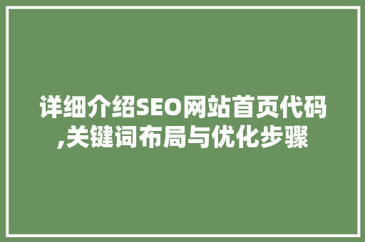 详细介绍SEO网站首页代码,关键词布局与优化步骤  第1张
