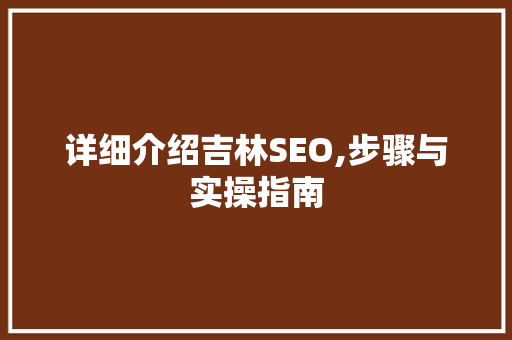 详细介绍吉林SEO,步骤与实操指南  第1张