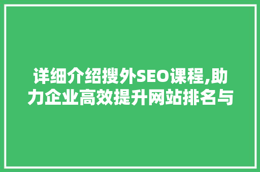 详细介绍搜外SEO课程,助力企业高效提升网站排名与流量
