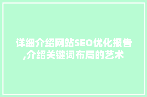 详细介绍网站SEO优化报告,介绍关键词布局的艺术