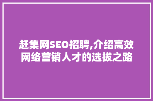 赶集网SEO招聘,介绍高效网络营销人才的选拔之路