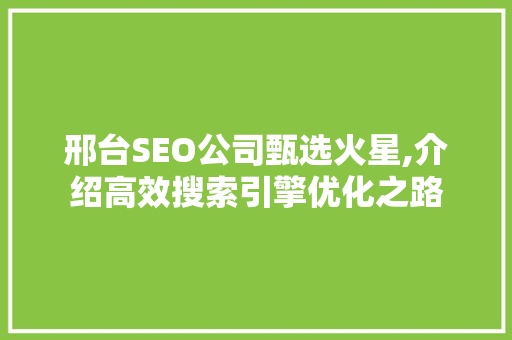 邢台SEO公司甄选火星,介绍高效搜索引擎优化之路