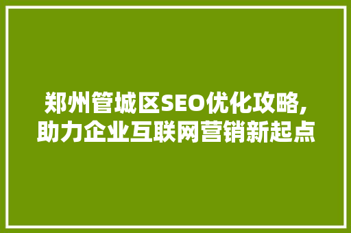 郑州管城区SEO优化攻略,助力企业互联网营销新起点